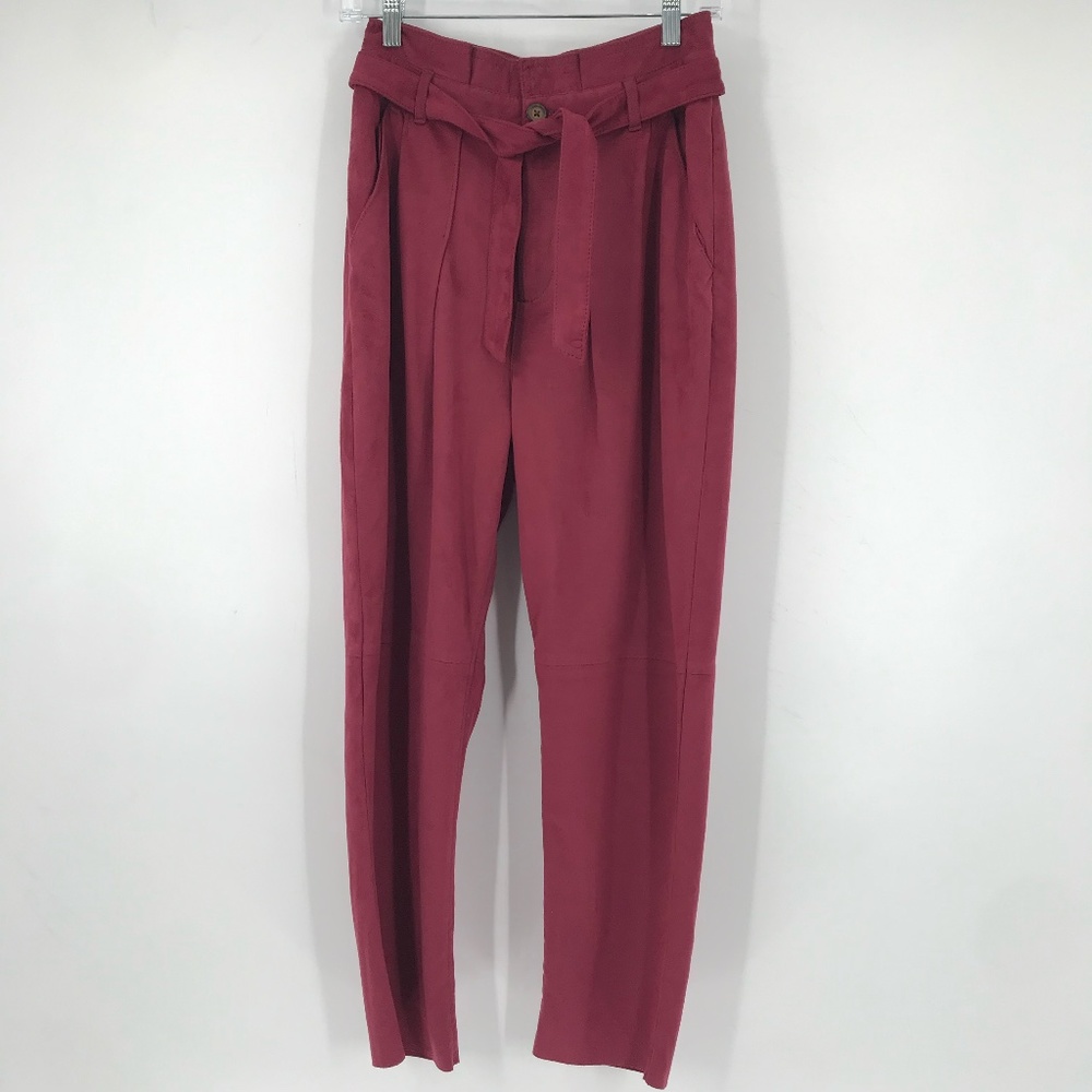 Free People Nightfall Vegan Suede High Rise Pants Red Size 2